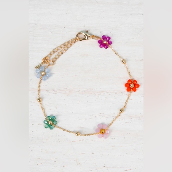 Jewelry - Crystal Avenue Gold Tone Multi-Color Floral Bracelet